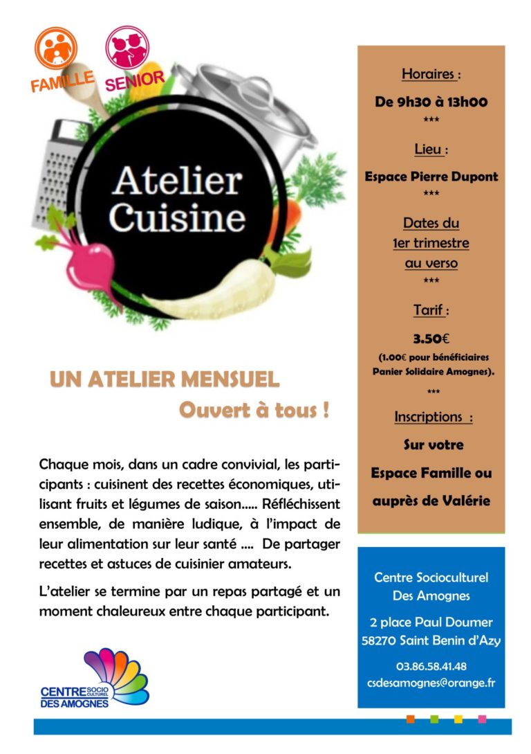 Lire la suite à propos de l’article Ateliers Cuisine 1er trimestre