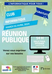 Lire la suite à propos de l’article Réunion publique Club Informatique – 2 avril