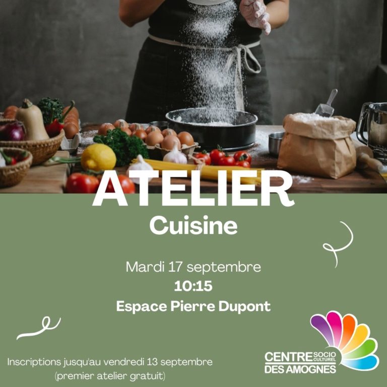 Lire la suite à propos de l’article Reprise de l’Atelier Cuisine – mardi 17 septembre