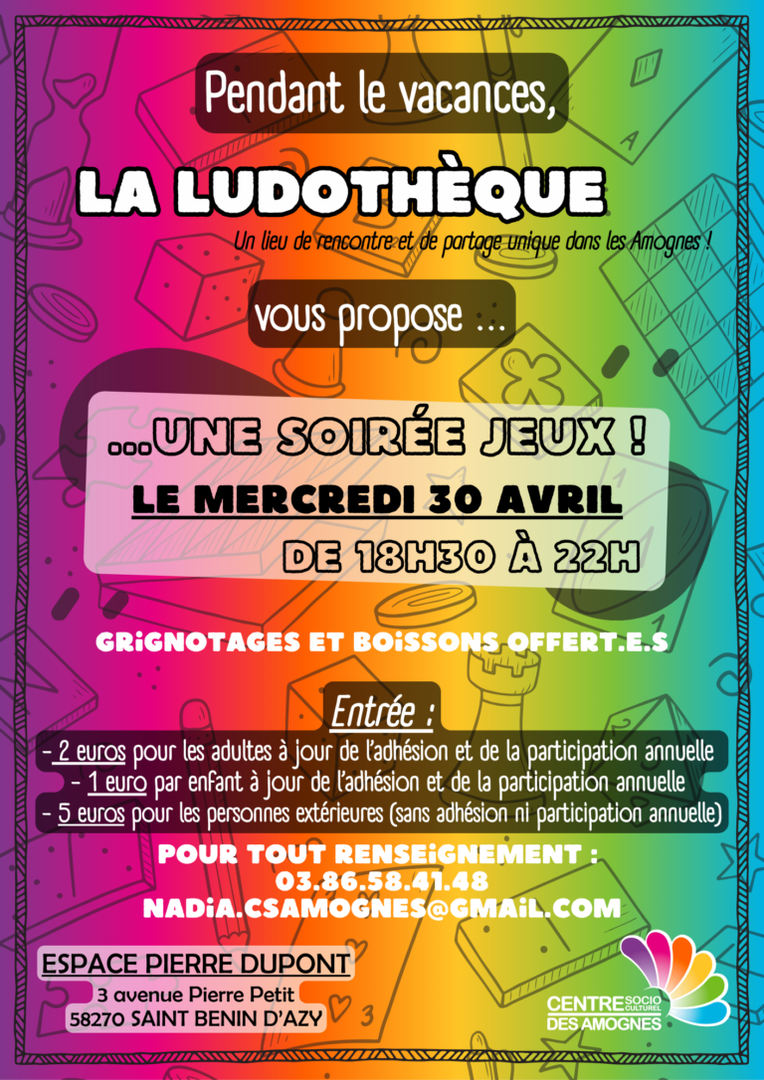 Lire la suite à propos de l’article Soirée Jeux mercredi 30 avril